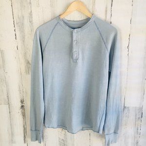 NWOT Save Khaki Pointelle Henley Surf Light Blue Long Sleeve Knit Shirt